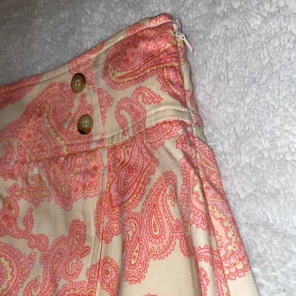 Evan Picone Coral and Yellow Paisley Print A-Line Skirt - Picture 3 of 6